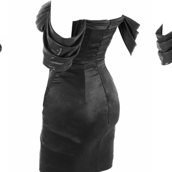 RARE House of CB ‘Lucinda’ Off Shoulder Mini Wetlook Night Out Dress NWT - Picture 12 of 12